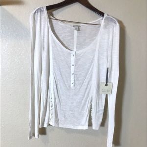 Hinge || Ivory Lace Front Button Blouse